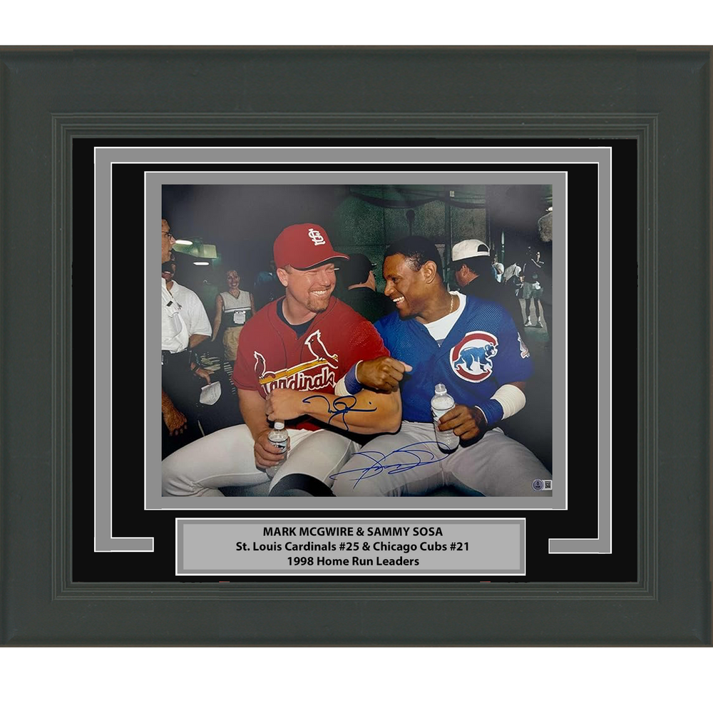 Framed Autographed/Signed Mark McGwire & Sammy Sosa Dual 16x20 Baseball Photo Beckett BAS COA