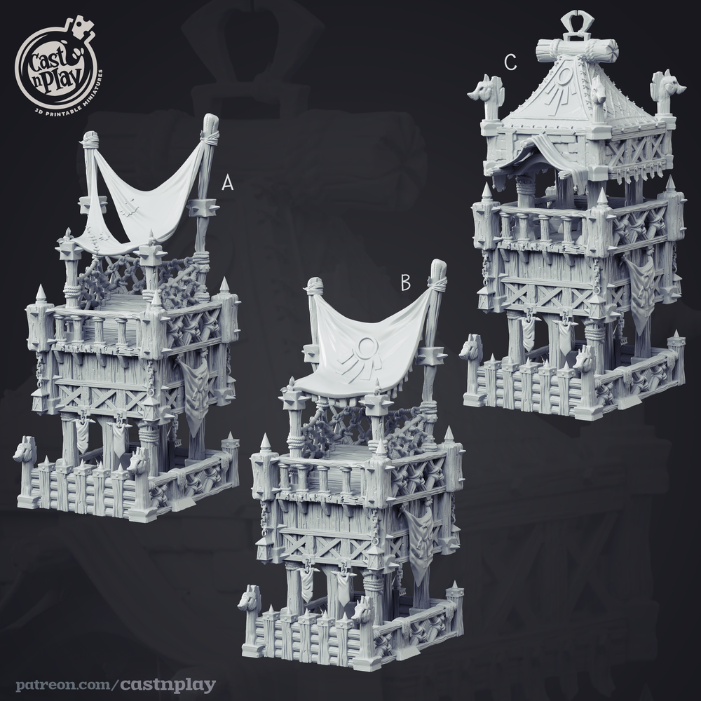 3D Printed Cast n Play Medieval Bleachers 28mm 32mm D&D (Online Only)