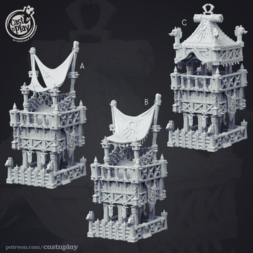 3D Printed Cast n Play Medieval Bleachers 28mm 32mm D&D (Online Only)