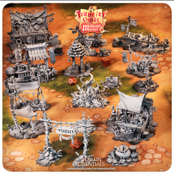 3D Printed Cast n Play Medieval Market Terrain Set 28mm 32mm D&D (Online Only)