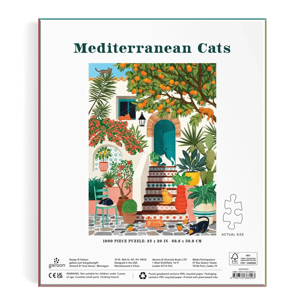 Mediterranean Cats 1000 Piece Jigsaw Puzzle Galison (ONLINE ORDER ONLY)