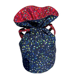 Medium Reusable Fabric Gift Bag | Blue & Red Confetti (ONLINE ORDER ONLY)