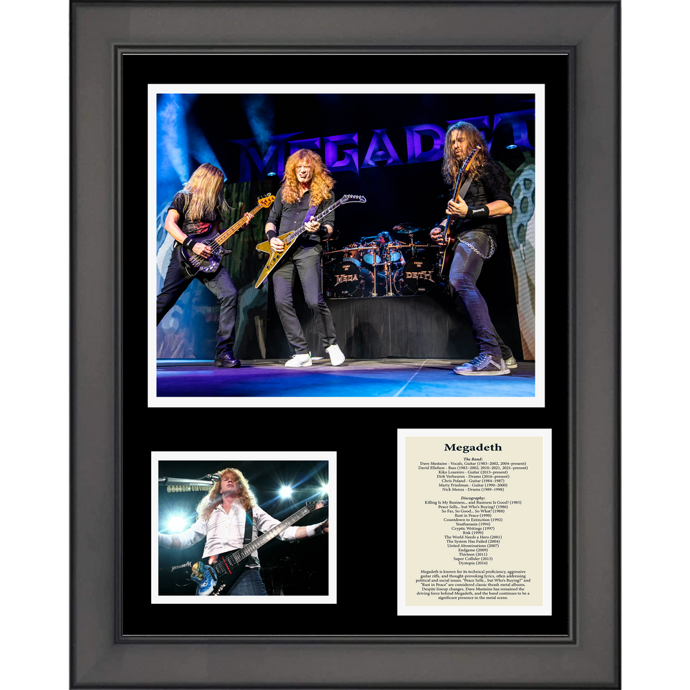 Framed Megadeth Band Discography 11"x14" Music Three Photo Collage (ONLINE ORDER ONLY)
