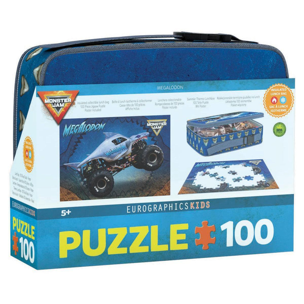 Megalodon Monster Jam Lunch Bag & 100 Piece Jigsaw Puzzle Eurographics (ONLINE ORDER ONLY)