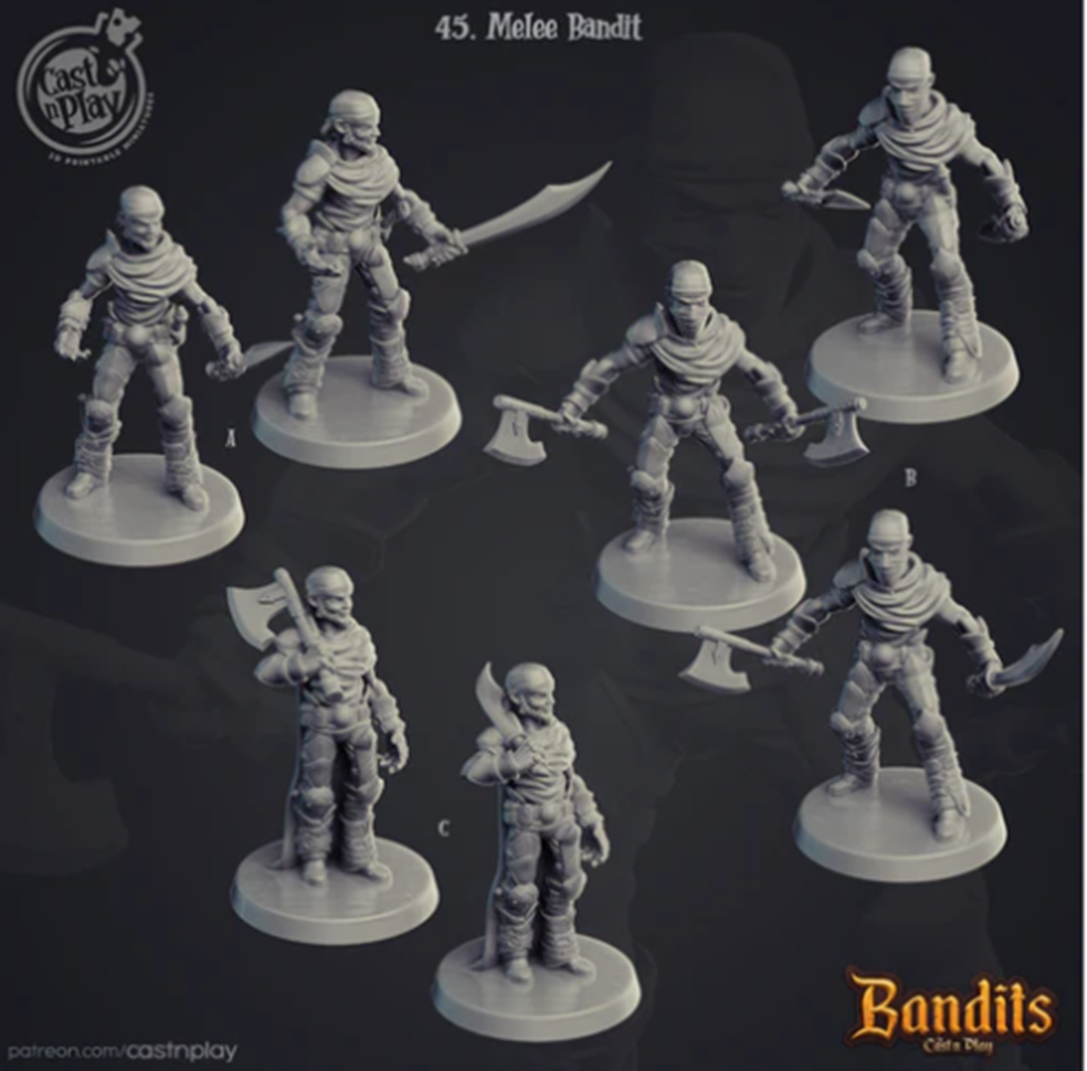 3D Printed Cast n Play Bandits - Melee Bandit Set 28mm 32mm D&D (Online Only)