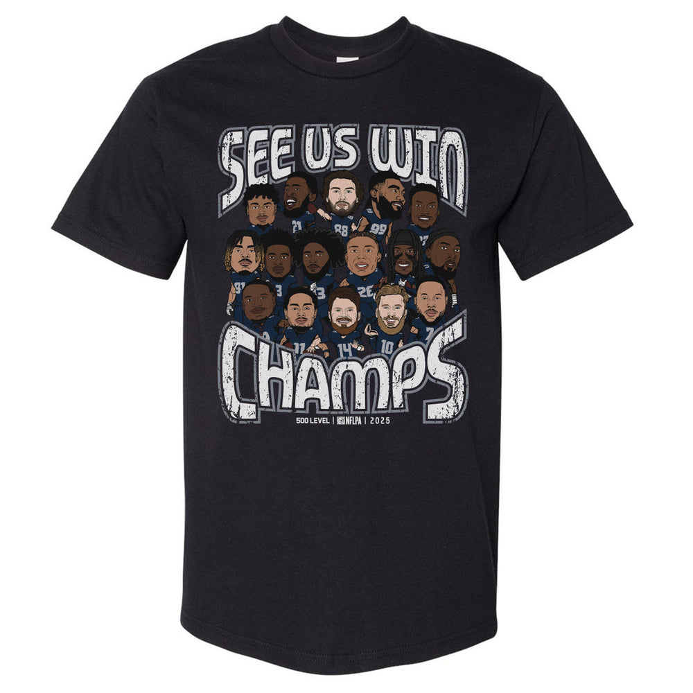 Seattle Football 2025 Champs Cartoon WHT (ONLINE ORDER ONLY)