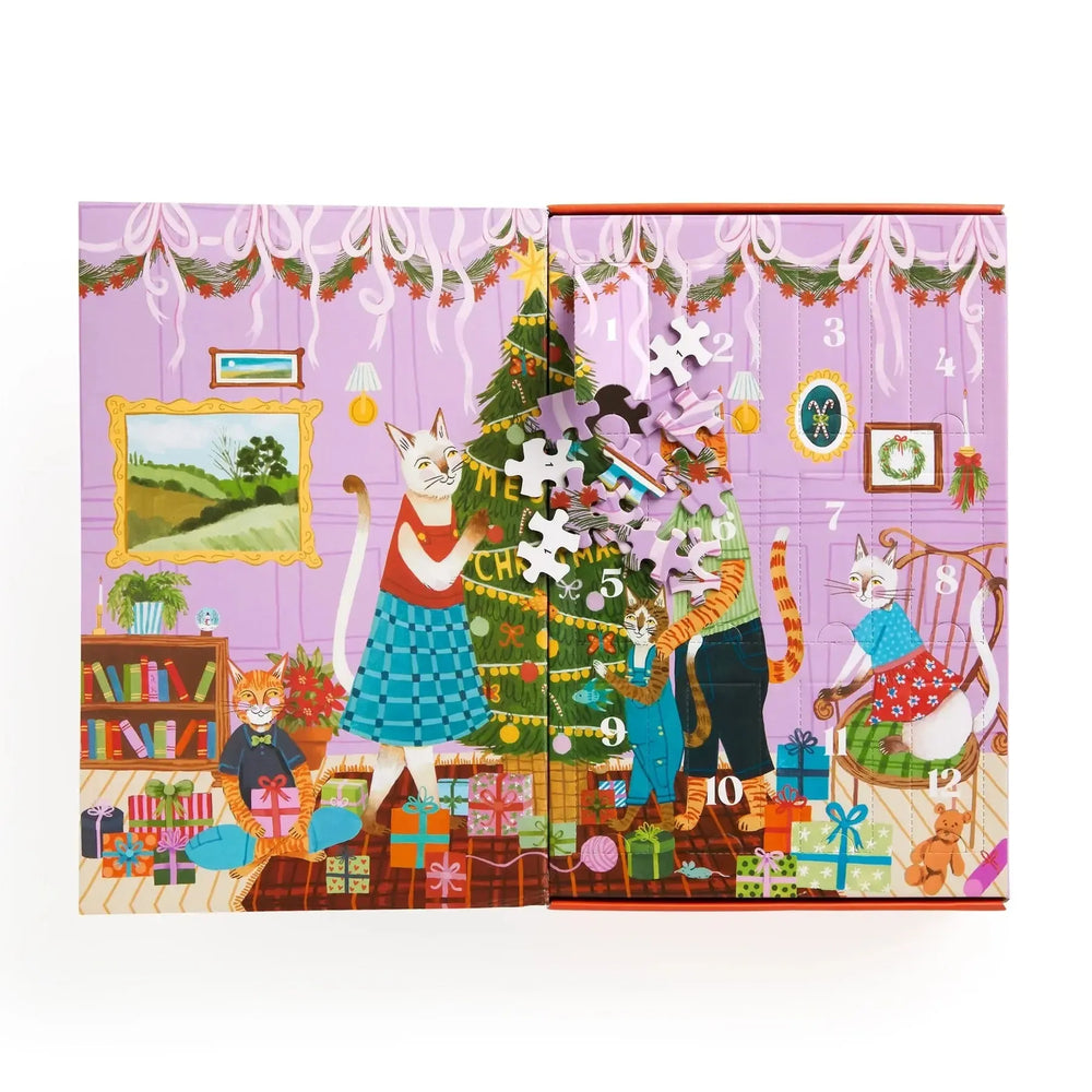 Meowy Christmas 12 Days of Puzzles 500 Piece Countdown Jigsaw Puzzle Galison