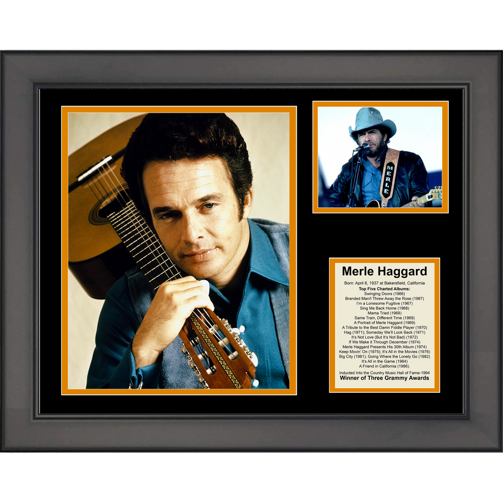 Framed Merle Haggard 11"x14" Music Three Photo Collage #2 (ONLINE ORDER ONLY)