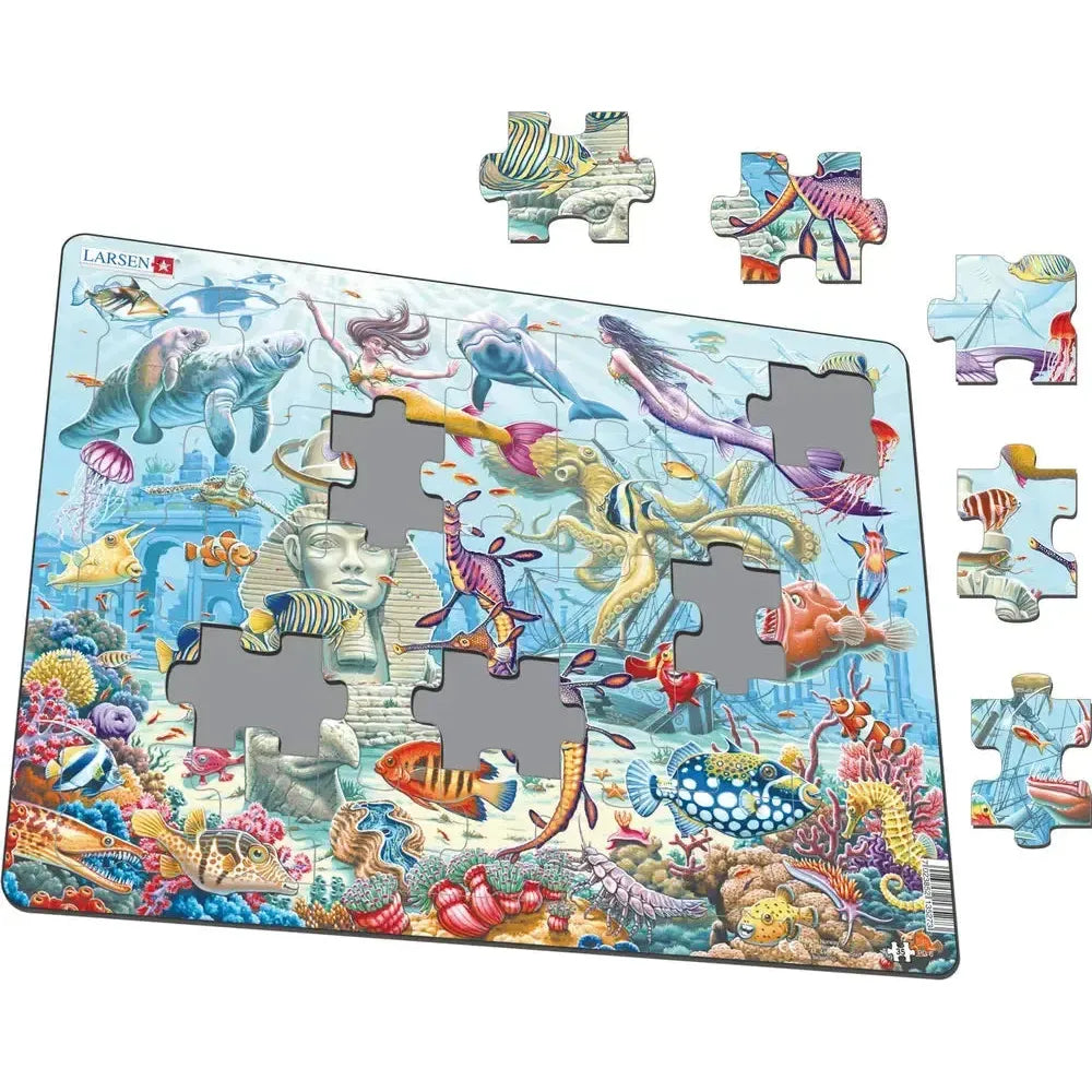 Mermaids in Sunken City 35 Piece Tray Jigsaw Puzzle Larsen