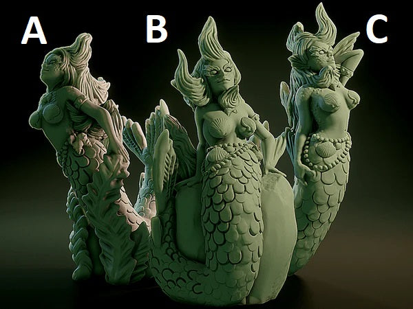 3D Printed Nafarrate Mermaid Lovecraftian Bestiary 28 32 mm D&D (Online Only)