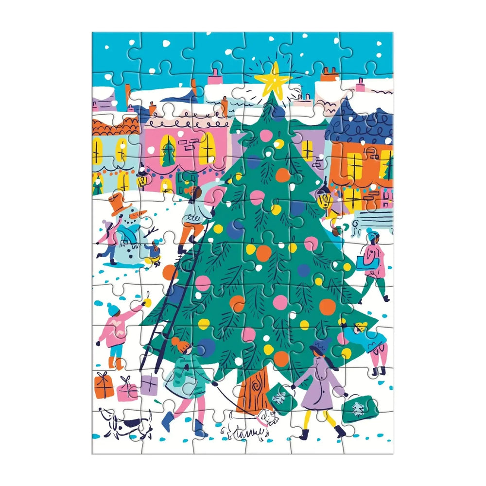 Merry & Bright Christmas Greeting Card 60 Piece Jigsaw Puzzle Galison