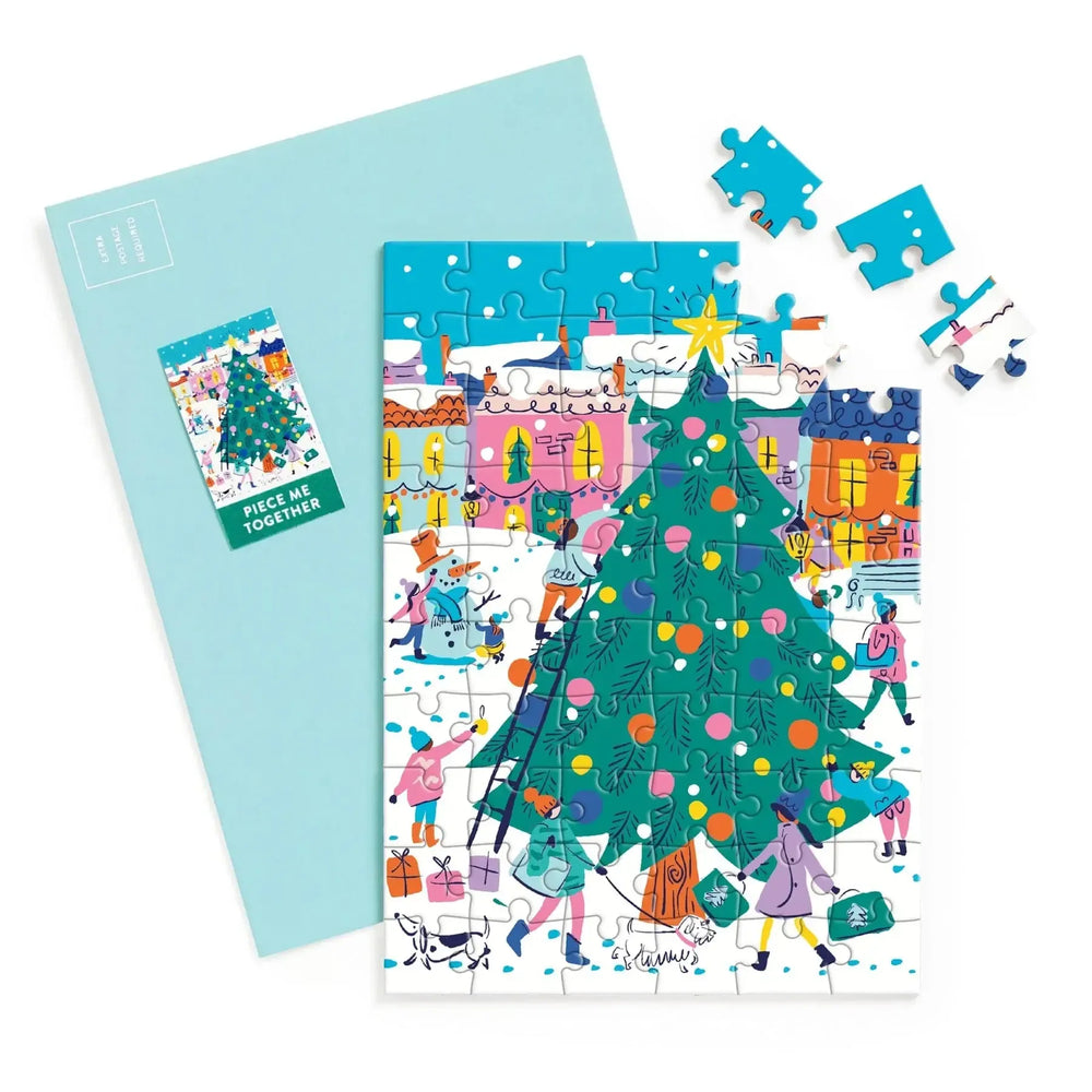 Merry & Bright Christmas Greeting Card 60 Piece Jigsaw Puzzle Galison