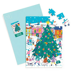 Merry & Bright Christmas Greeting Card 60 Piece Jigsaw Puzzle Galison