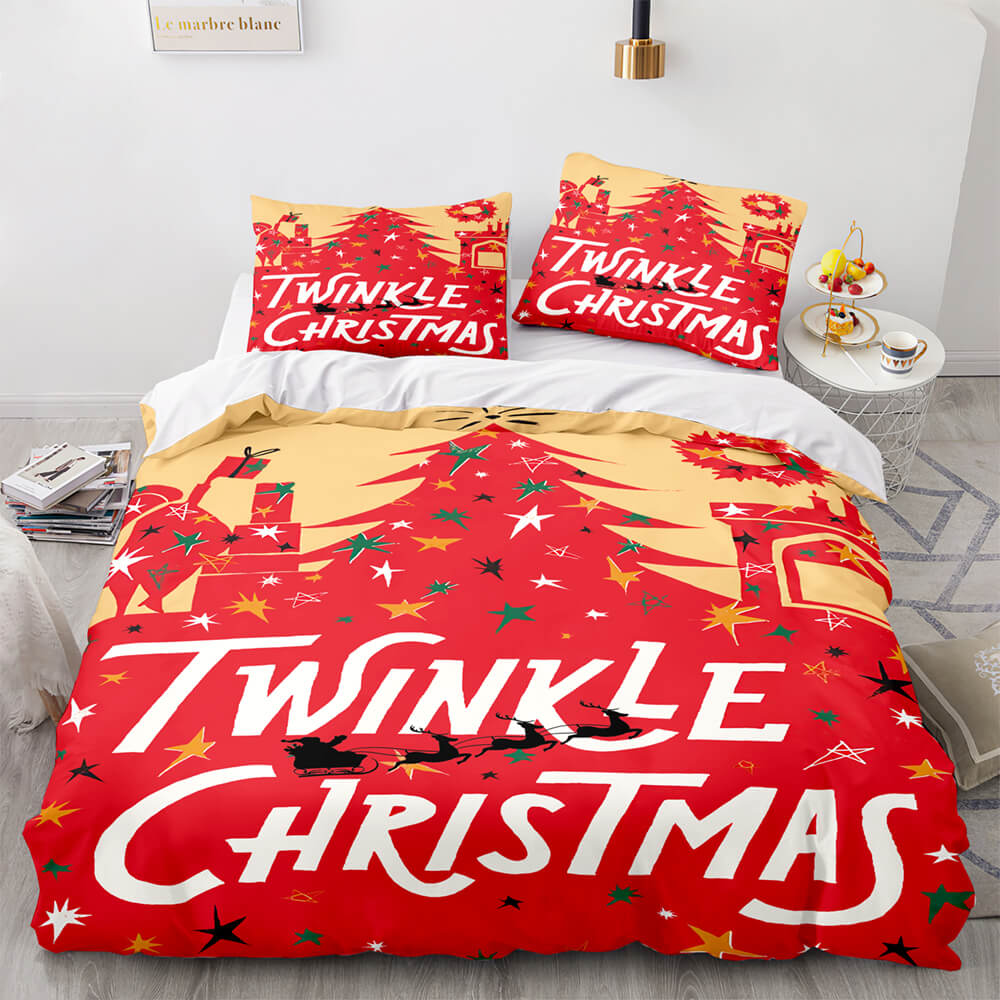 Merry Christmas Pattern Bedding Sets Quilt Cover Room Decoration (Online Order Only)