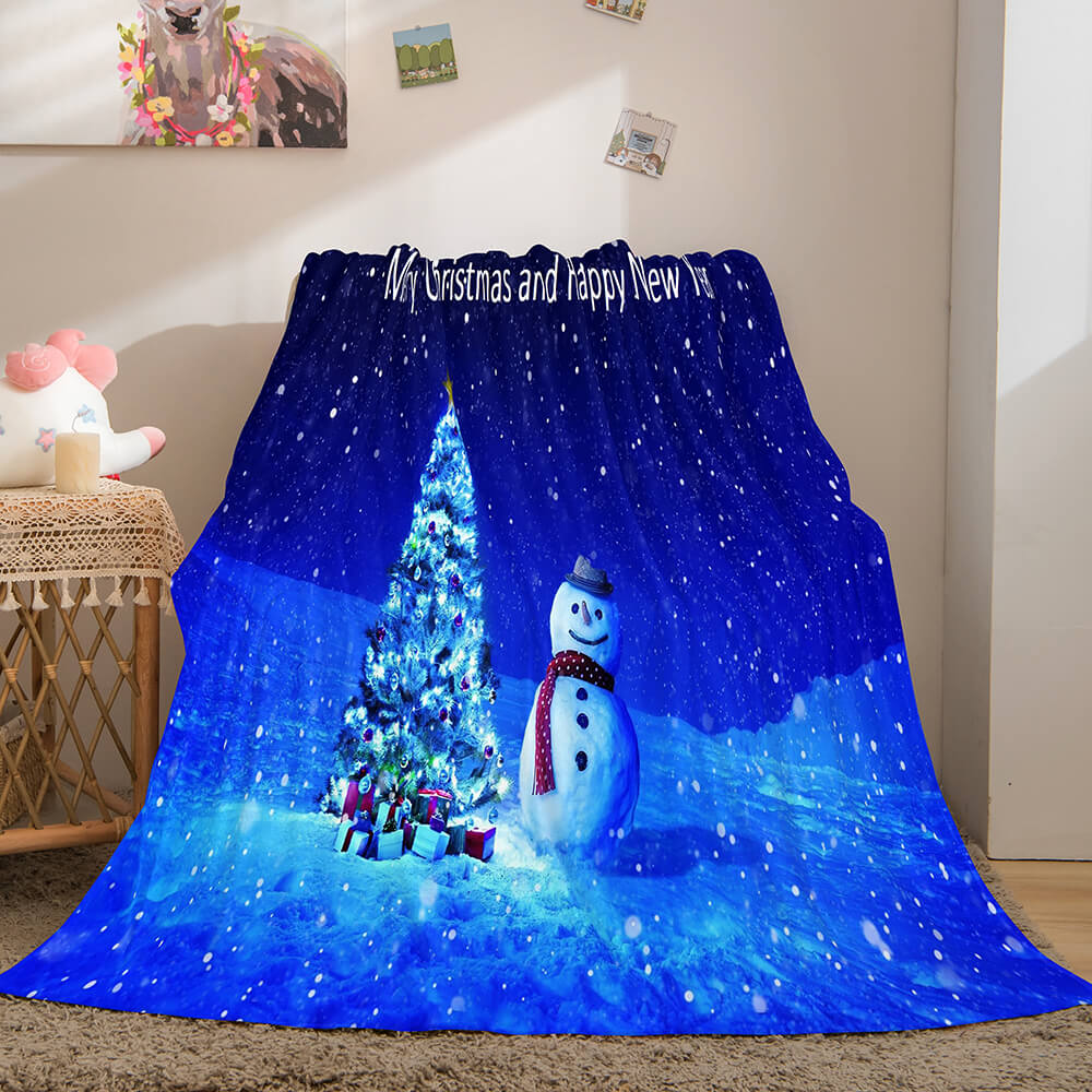 Merry Christmas Flannel Blanket Throw Blanket (Online Order Only)