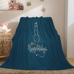 Merry Christmas Flannel Blanket Throw Blanket (Online Order Only)