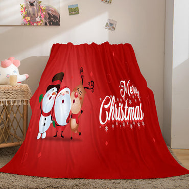 Merry Christmas Flannel Blanket Throw Blanket (Online Order Only)