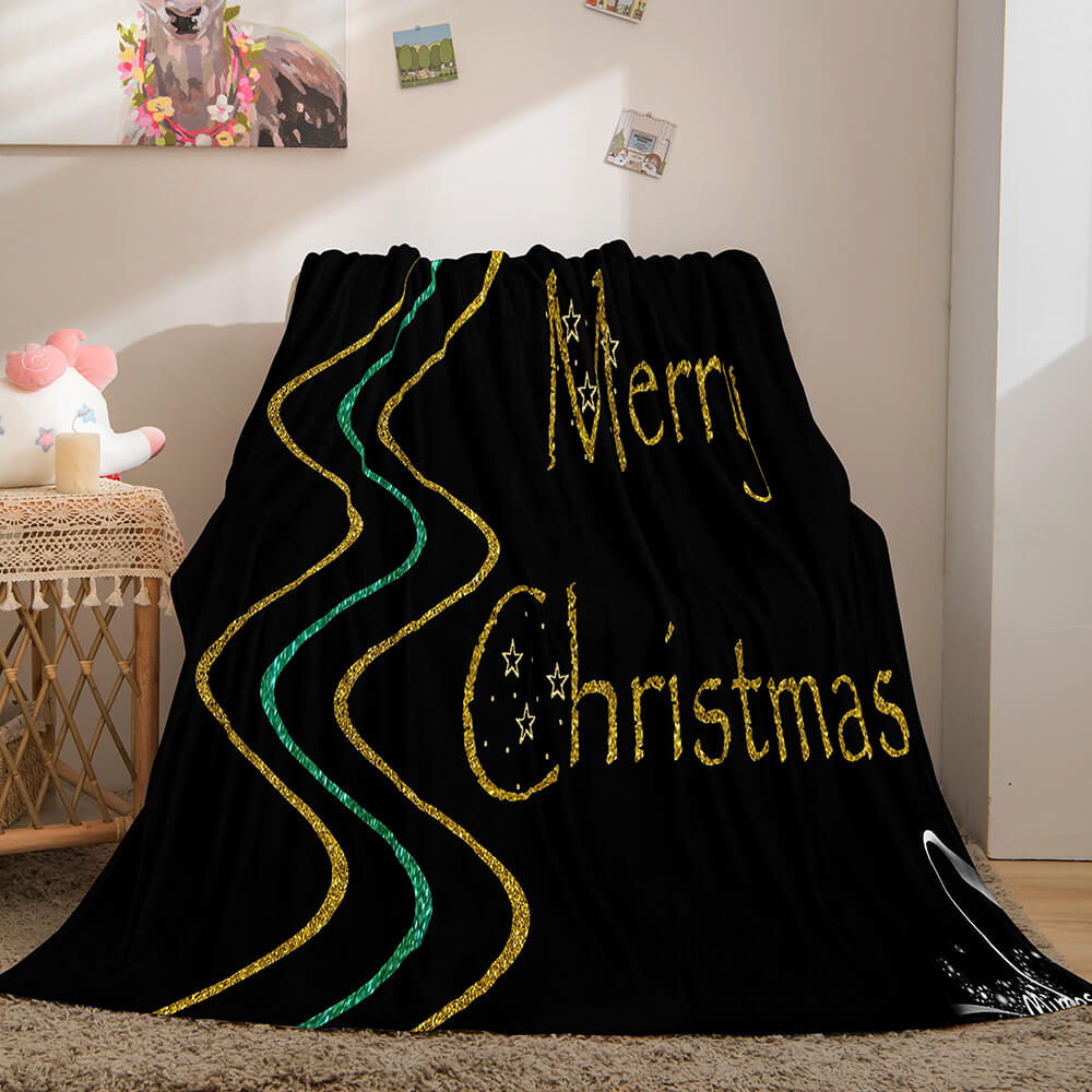 Merry Christmas Flannel Blanket Throw Blanket (Online Order Only)