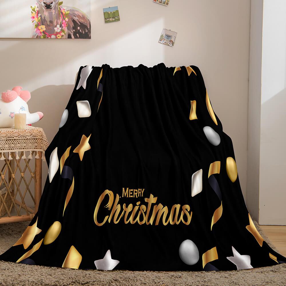 Merry Christmas Flannel Blanket Throw Blanket (Online Order Only)