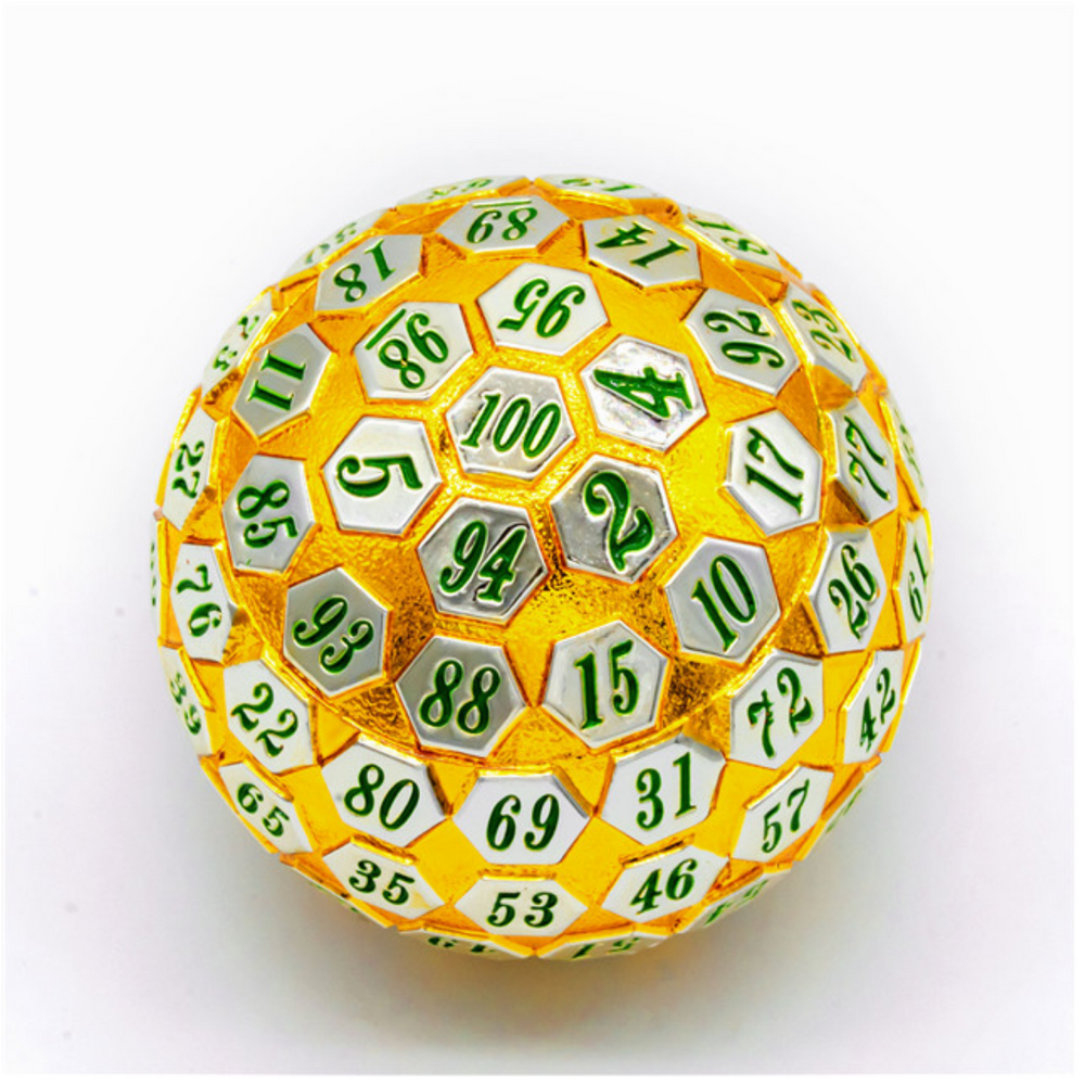 45mm Metal D100 - Gold & Silver with Green (ONLINE ORDER ONLY)