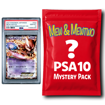 Mew or Mewtwo PSA 10 Graded PKM Card Mystery Pack Trading Card Game