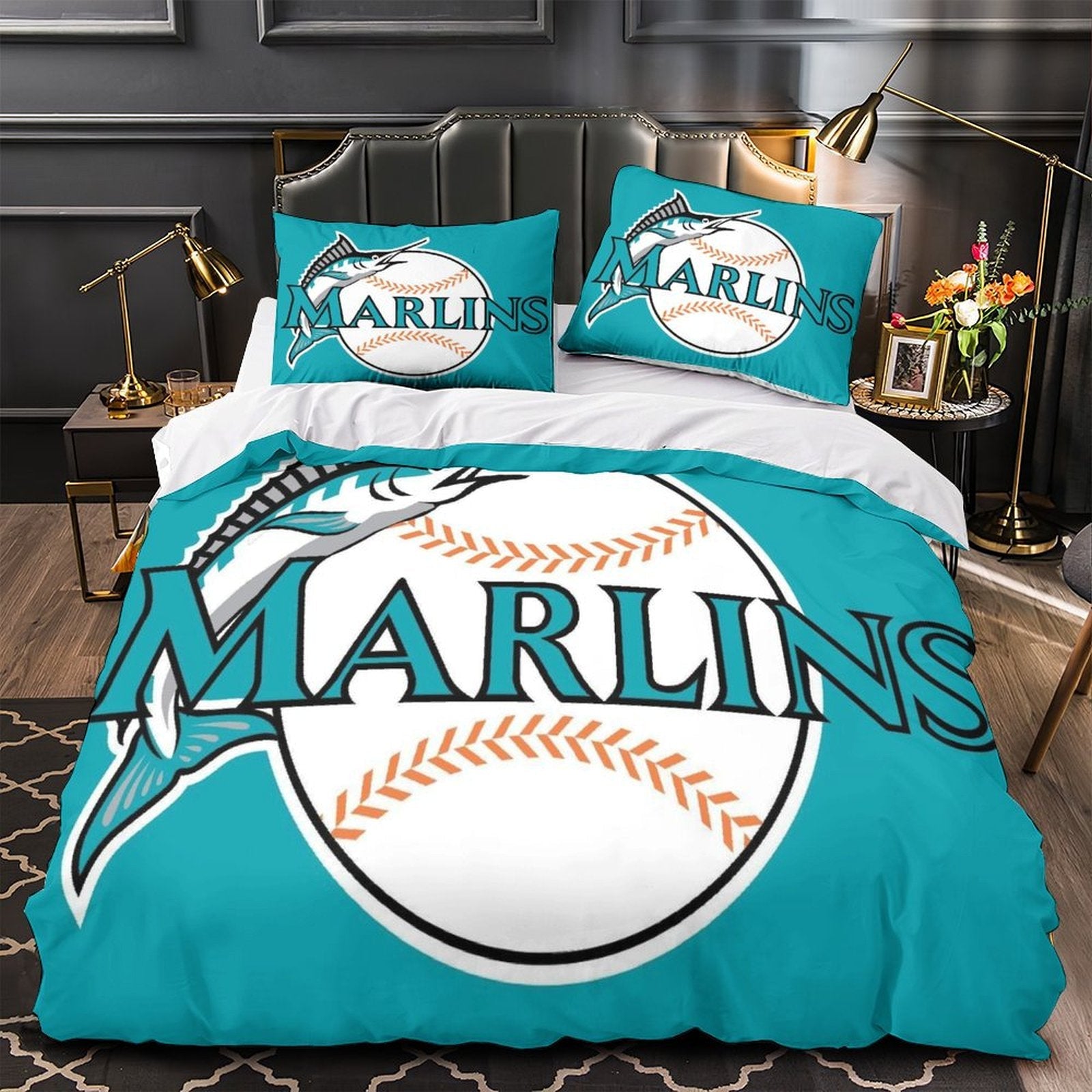Miami Marlins Bedding Set Quilt Cover Without Filler (Online Order Only)