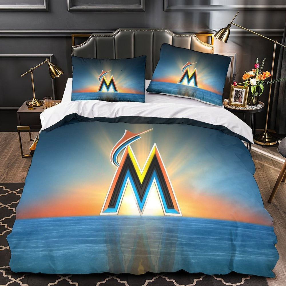 Miami Marlins Bedding Set Quilt Cover Without Filler (Online Order Only)