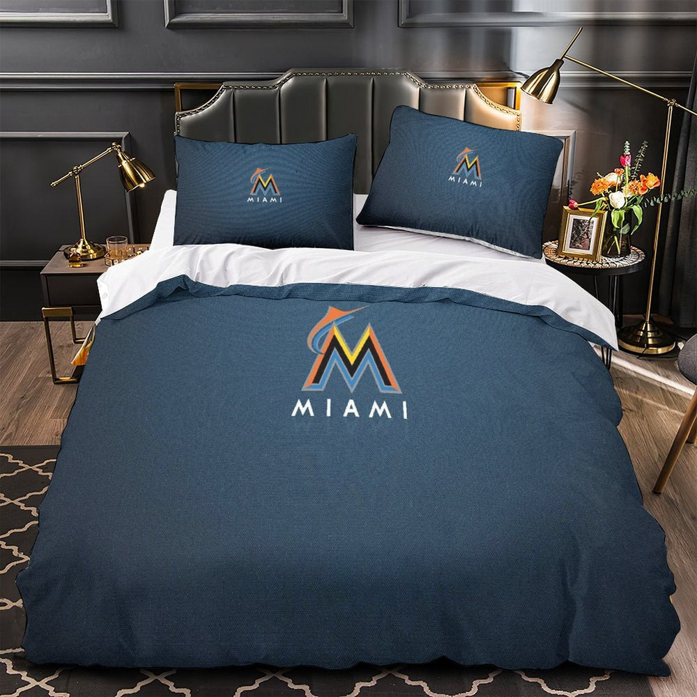 Miami Marlins Bedding Set Quilt Cover Without Filler (Online Order Only)