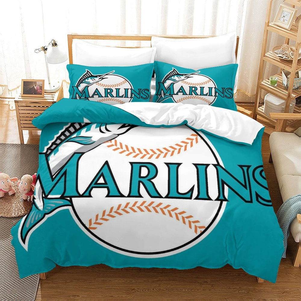 Miami Marlins Bedding Set Quilt Cover Without Filler (Online Order Only)