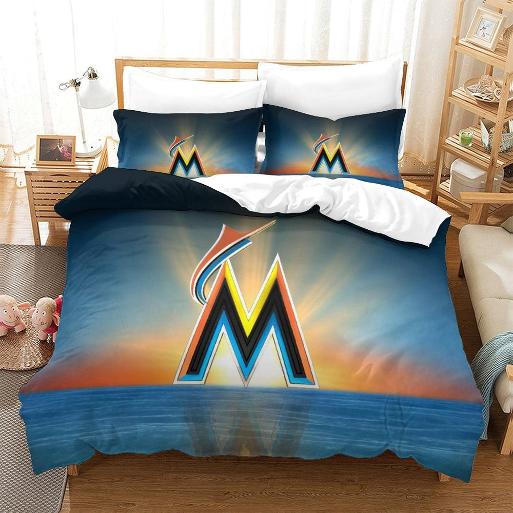 Miami Marlins Bedding Set Quilt Cover Without Filler (Online Order Only)