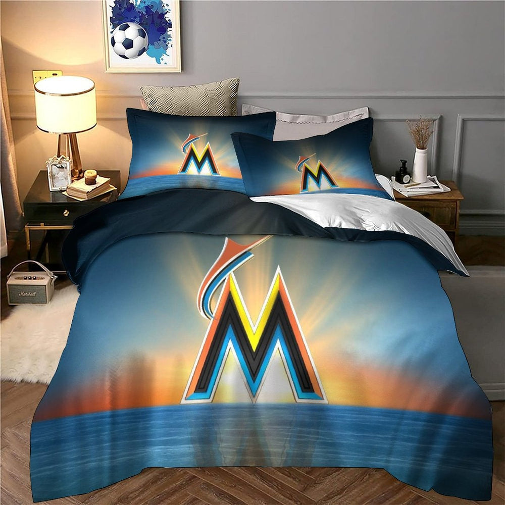 Miami Marlins Bedding Set Quilt Cover Without Filler (Online Order Only)