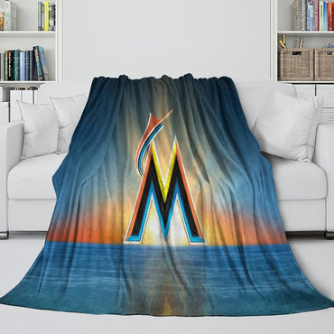 Miami Marlins Blanket Flannel Throw Room Decoration (Online Order Only)