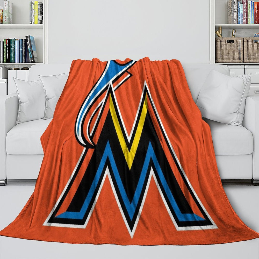 Miami Marlins Blanket Flannel Throw Room Decoration (Online Order Only)
