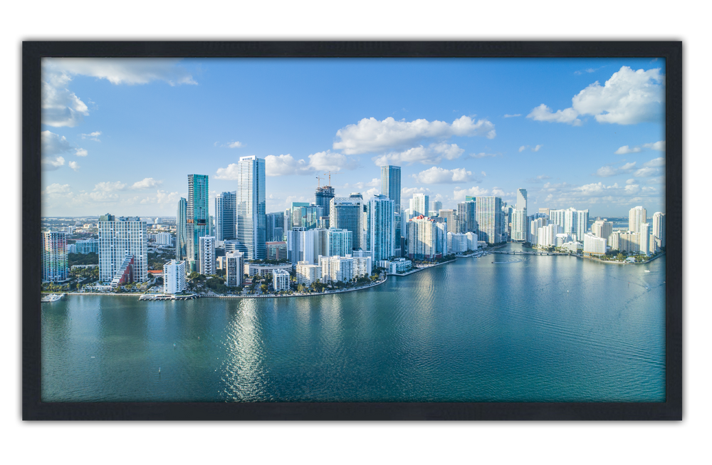 Professionally Framed Miami Florida Skyline High-Resolution Panoramic Photo 12x22 Wall Art (ONLINE ORDER ONLY)