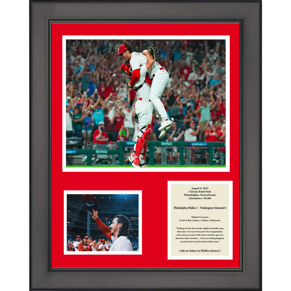 Framed Michael Lorenzen 2023 No-Hitter Philadelphia Phillies 11"x14" Baseball Three Photo Collage (ONLINE ORDER ONLY)