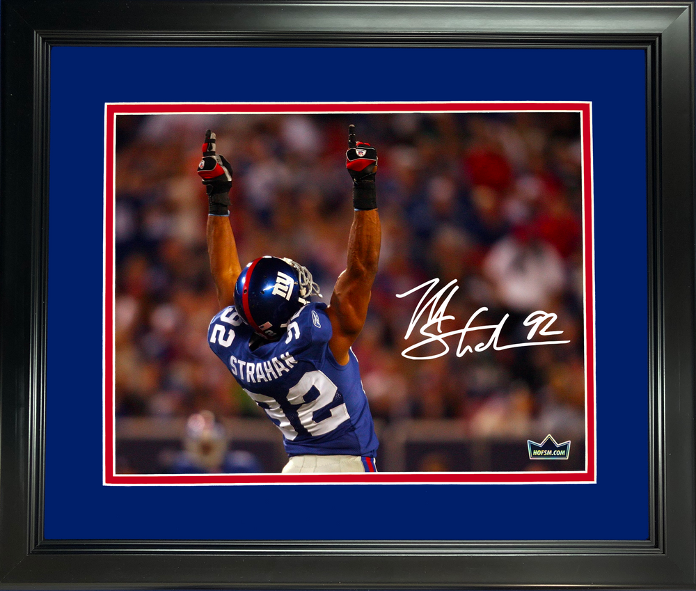 Framed Michael Strahan New York Giants Facsimile Laser Engraved Signature Auto 11"x14" Football Photo HOFSM Holo (ONLINE ORDER ONLY)