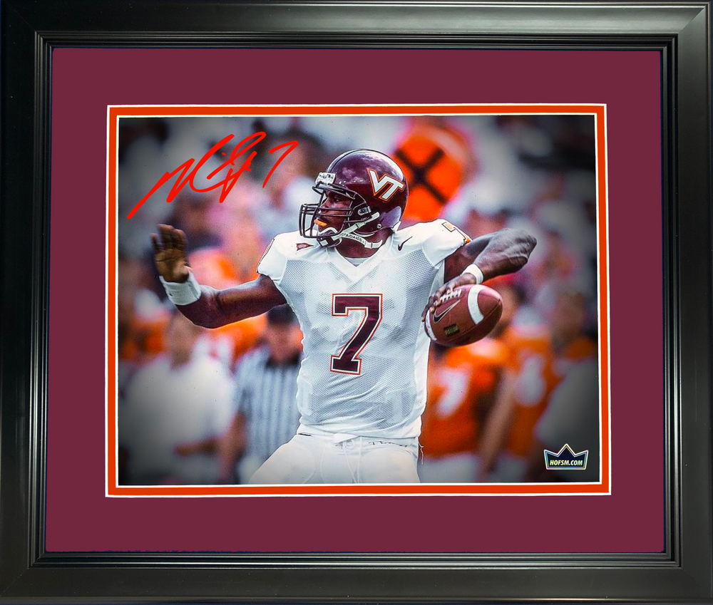 Framed Mike Michael Vick Facsimile Laser Engraved Signature Auto VT Virginia Tech Hokies 11"x14" College Football Photo HOFSM Holo (ONLINE ORDER ONLY)