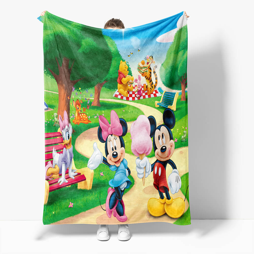 Mickey Mouse Minnie Mouse Flannel Fleece Throw Blanket (Online Order Only)