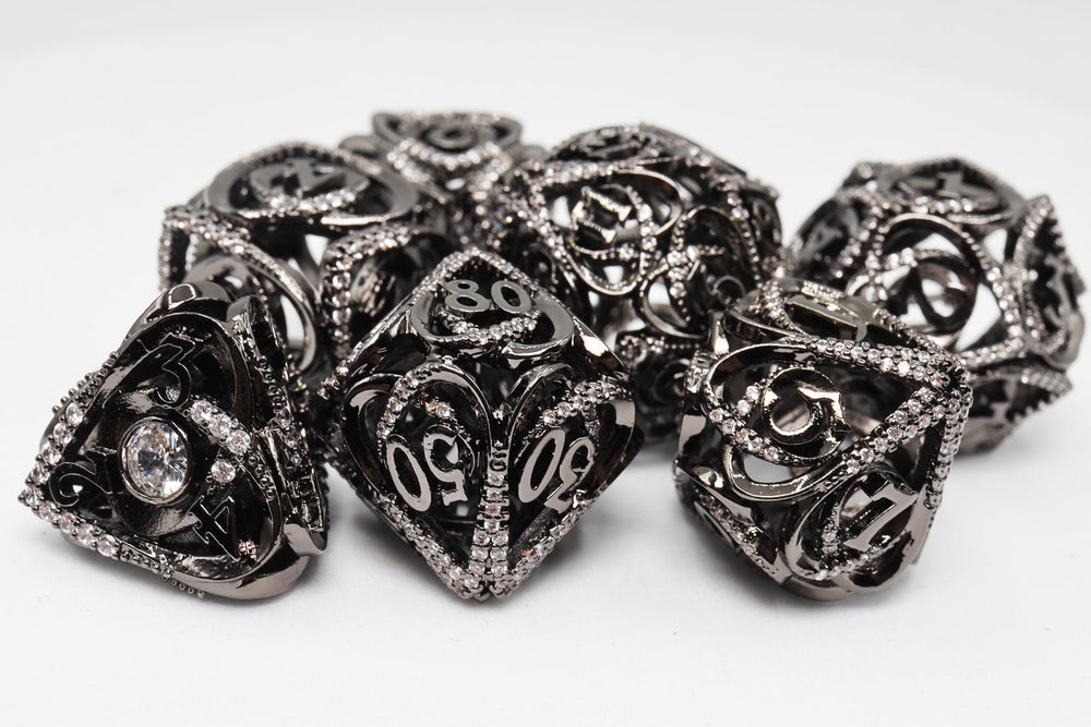 Hollow Hearts: Jeweled Midnight Metal - Metal RPG Dice Set (ONLINE ORDER ONLY)