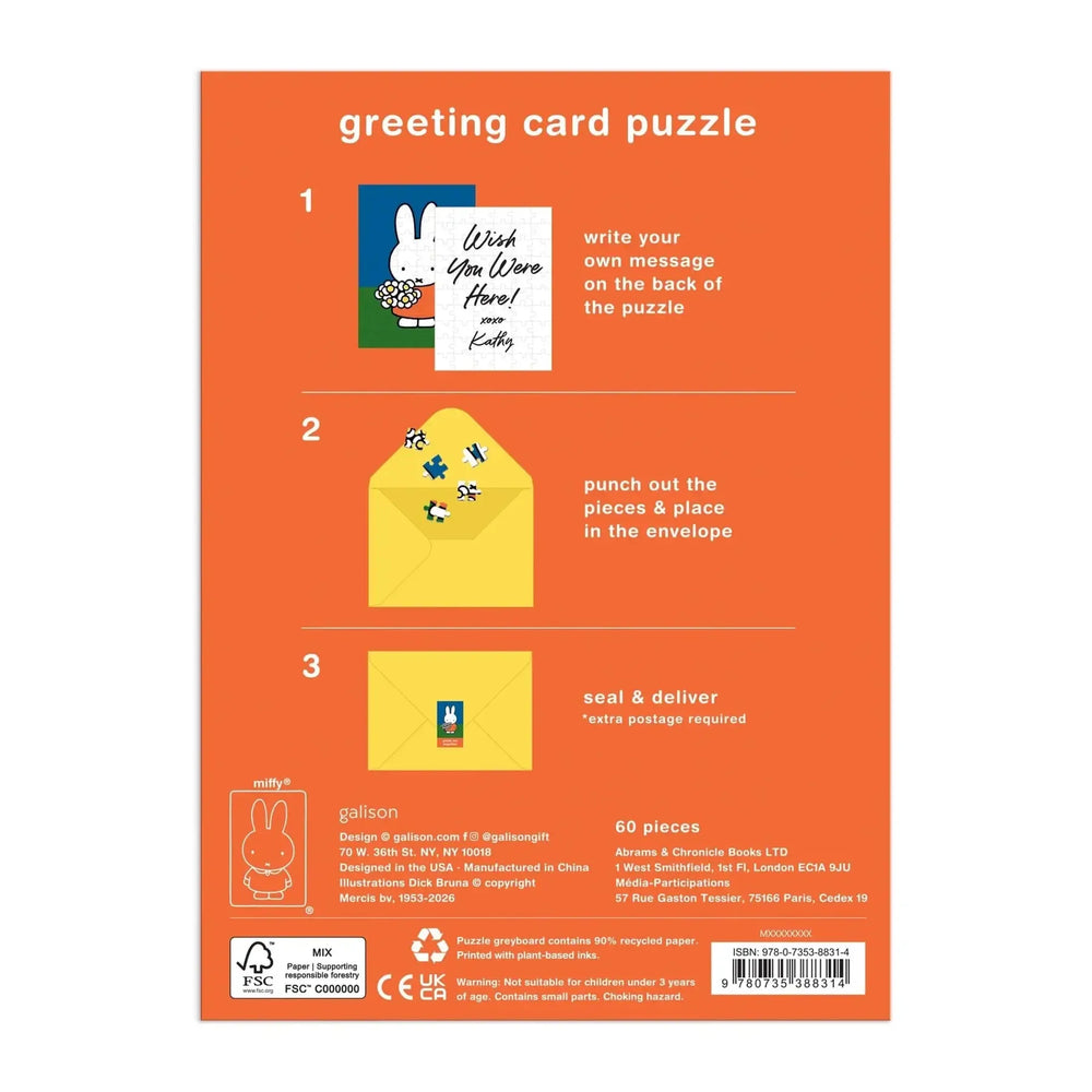 Miffy with Flowers Greeting Card 60 Piece Jigsaw Puzzle Galison (ONLINE ORDER ONLY)