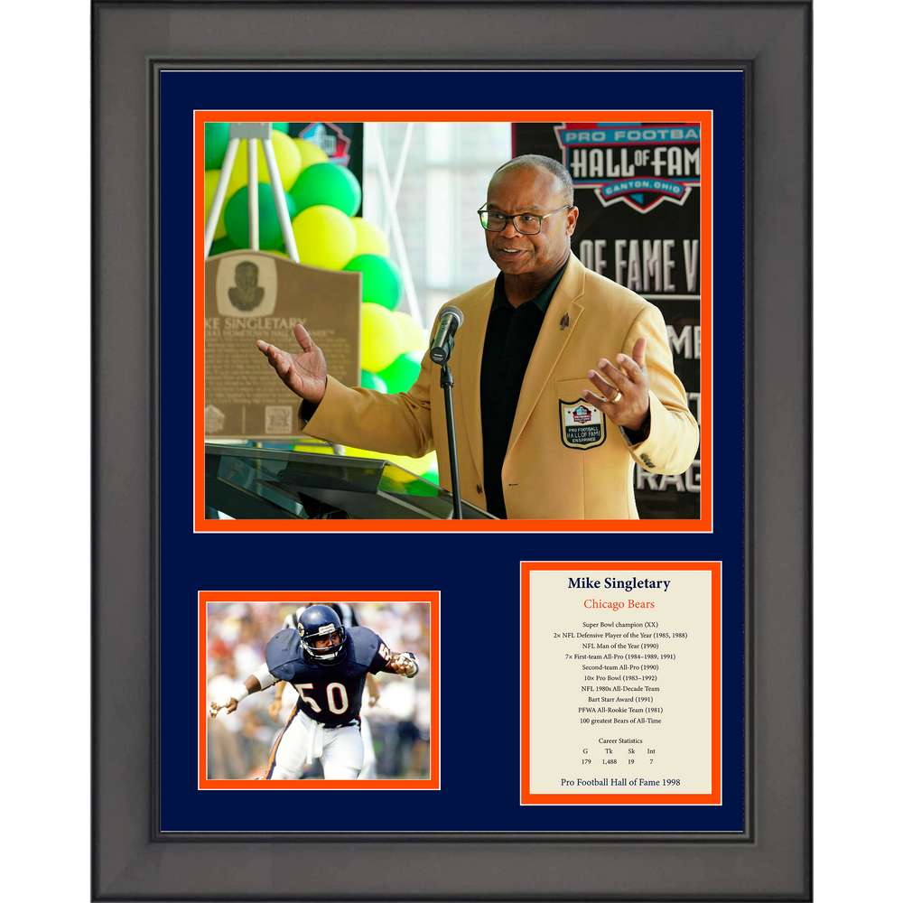 Framed Mike Singletary Hall of Fame Chicago Bears Football 11"x14" Three Photo Collage (ONLINE ORDER ONLY)