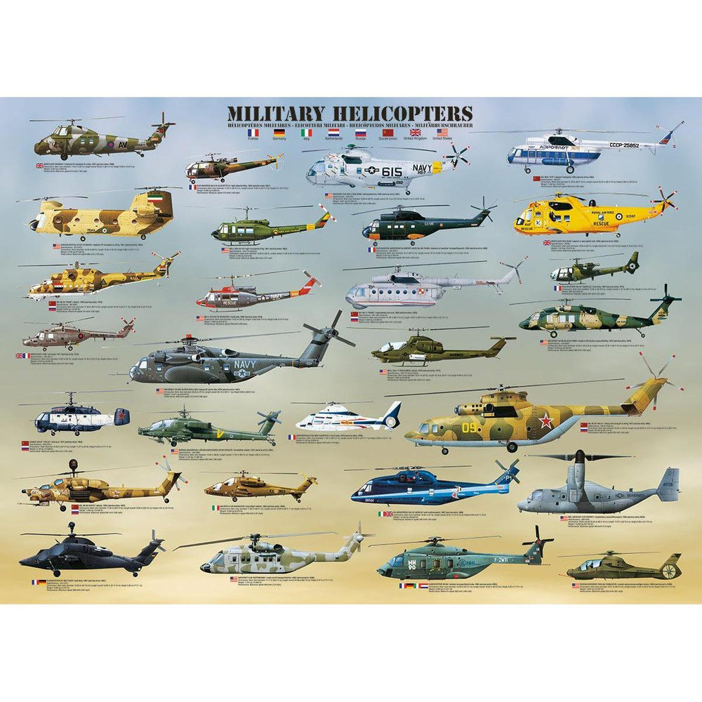 Military Helicopters 500 Piece Jigsaw Puzzle Eurographics (ONLINE ORDER ONLY)