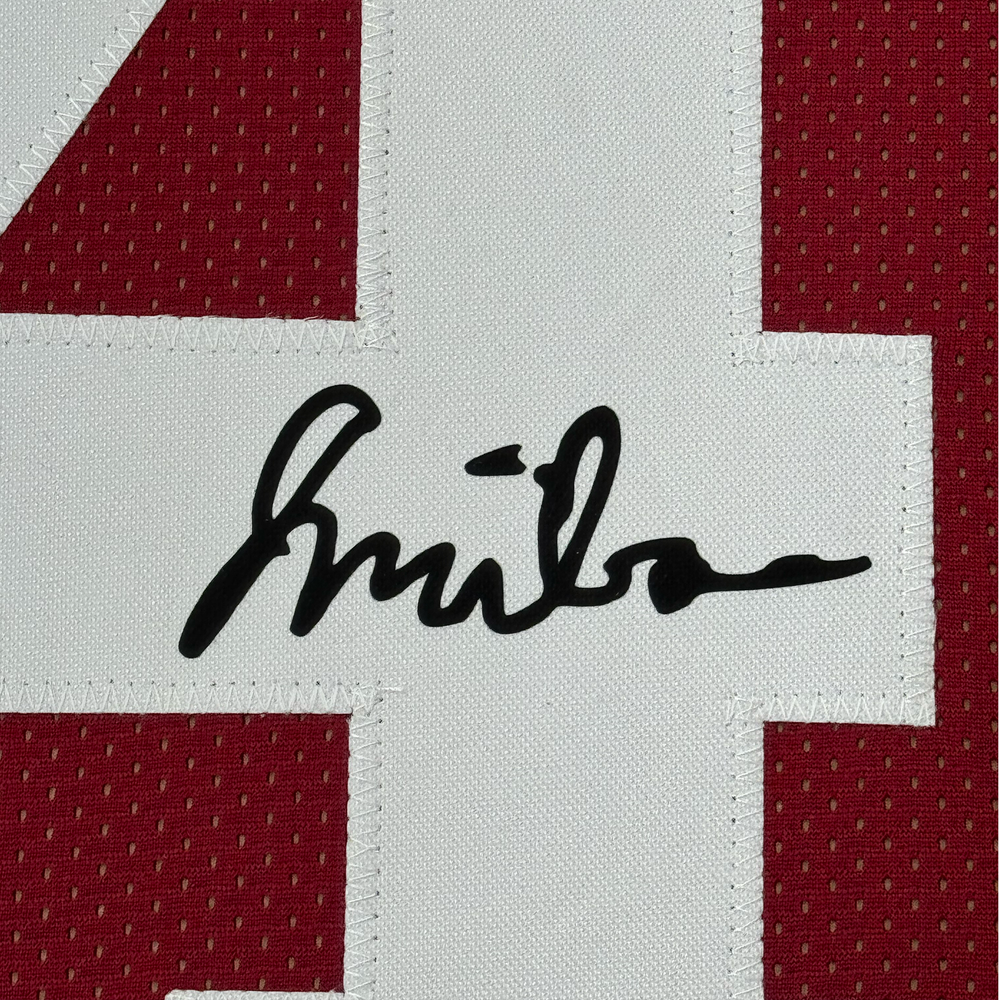 Framed Facsimile Autographed Jalen Milroe 35x39 Alabama Red Reprint Laser Auto College Football Jersey (ONLINE ORDER ONLY)