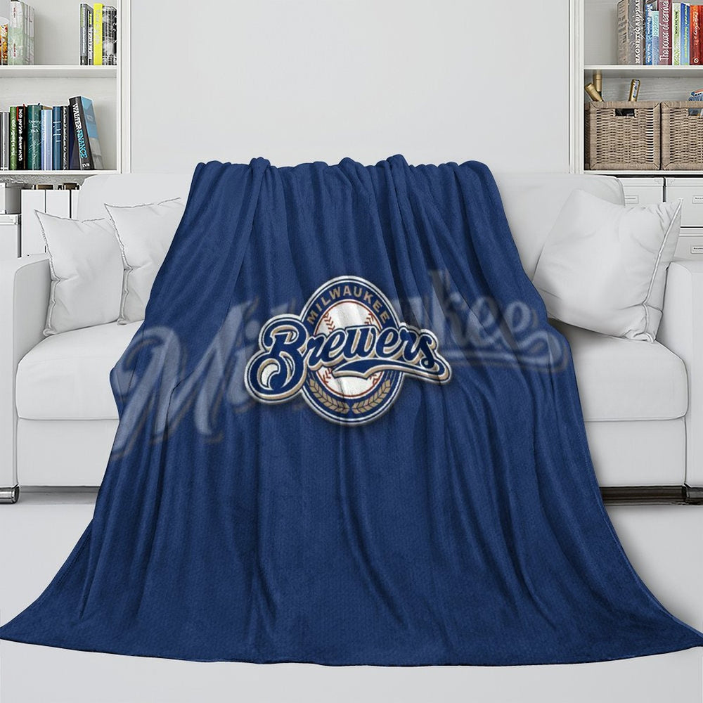 Milwaukee Brewers Blanket Flannel Throw Room Decoration (Online Order Only)