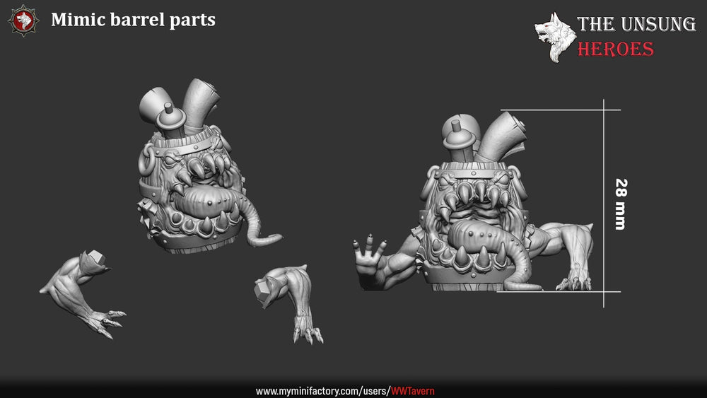 Barrel Mimic Miniature – D&D Monster (ONLINE ORDER ONLY)
