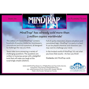 MindTrap: Classic Edition Card Game Outset (ONLINE ORDER ONLY)