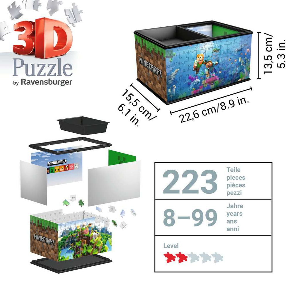 Minecraft Storage Box 223 Piece 3D Jigsaw Puzzle Ravensburger (ONLINE ORDER ONLY)