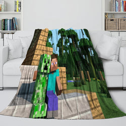 Game Pattern Minecraft Blanket Flannel Throw Room Decoration (Online Order Only)
