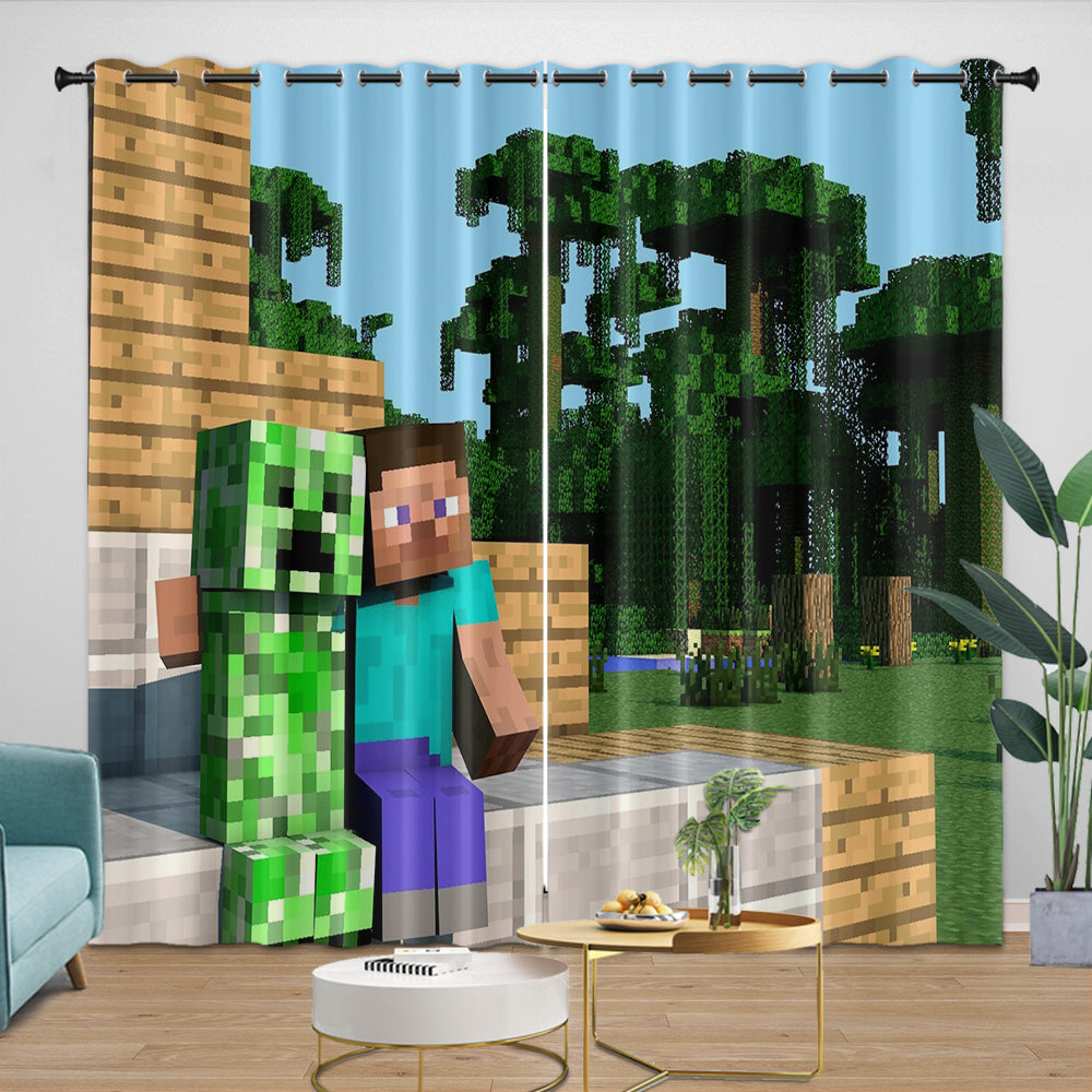 Game Pattern Minecraft Curtains Blackout Window Drapes Room Decoration (Online Order Only)