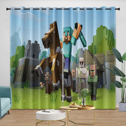 Minecraft Curtains Blackout Window Drapes Kids Room Decoration (ONLINE ORDER ONLY)